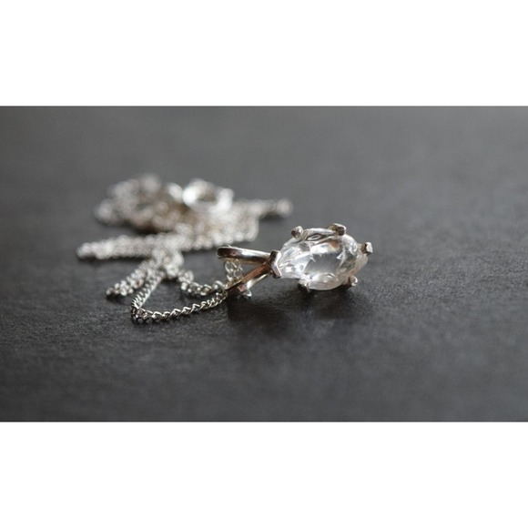 Sterling Silver Raw Alternative Diamond Necklace - Picture 1 of 4